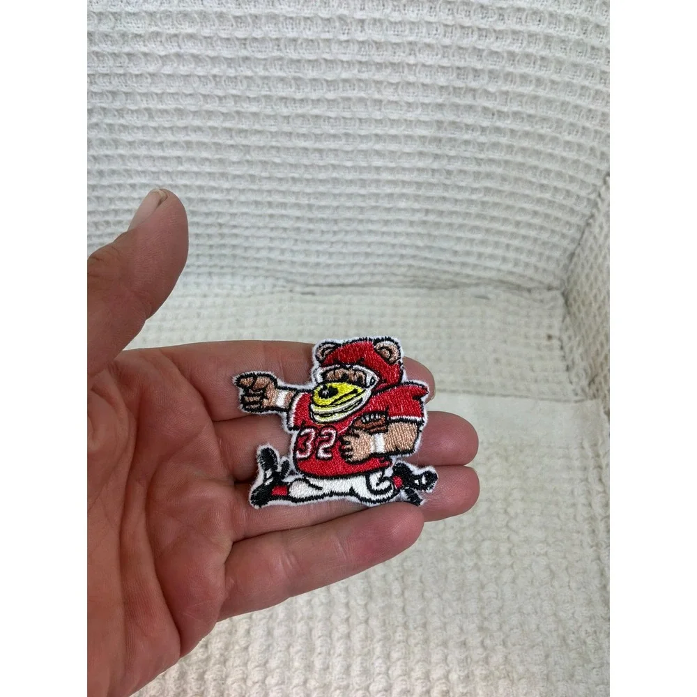 Sporty Unisex Unbranded Football Bear Mascot Patch OS Red